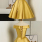 Gold Short Party Dress, Simple Off Shoulder Homecoming Dress  cg221