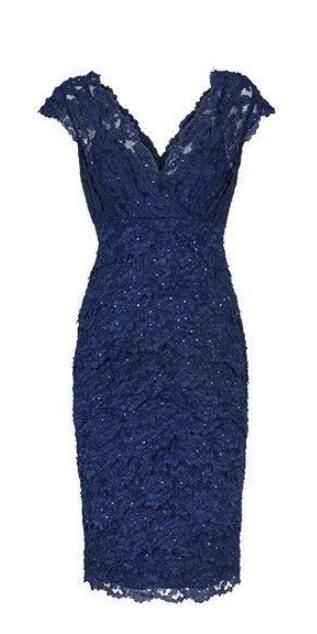 Prom Dress Sexy V Neck Navy Blue Lace Short Mother of the Bride Dress    cg22194