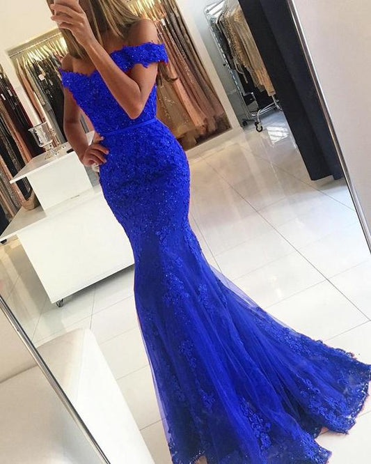 Stunning Mermaid Lace Evening prom Dress Off The Shoulder    cg22201