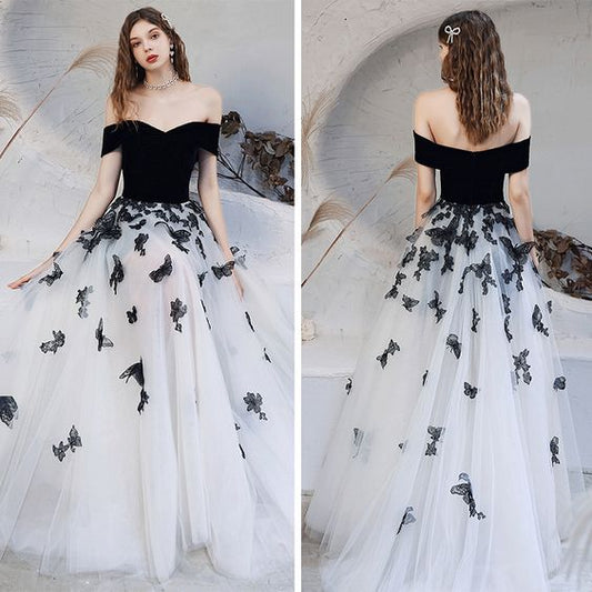 Flower Fairy Black White Dancing Prom Dresses     cg22393