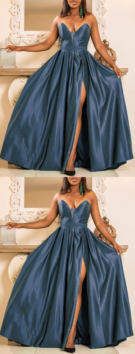 Dusty Blue Bridesmaid Dresses Long Prom Dress    cg22408