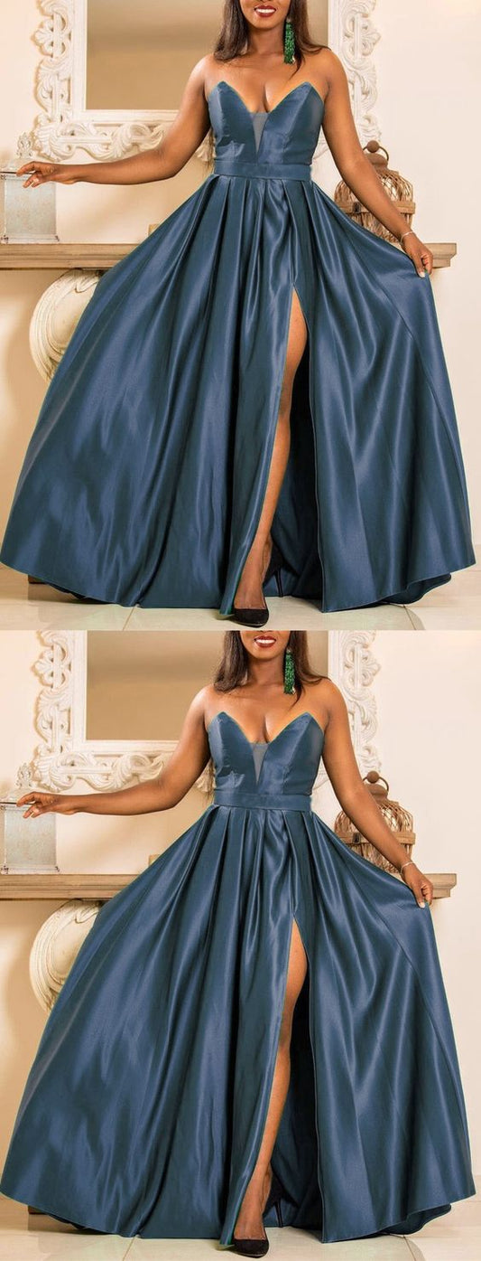 Dusty Blue Bridesmaid Dresses Long Prom Dress    cg22408