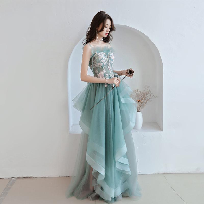 Unique A-Line Long Straps Tulle Layers Green And Pink Evening Dress, Long Prom Dress Party Dress   cg22428