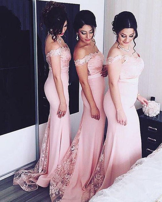 prom dresses Mermaid Lace Appliques Bridesmaid Dresses Off The Shoulder   cg22454