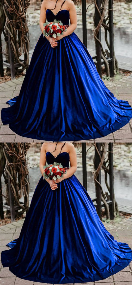 Royal Blue Velvet Wedding Dress Princess Ball Gown prom dress For Women    cg22701