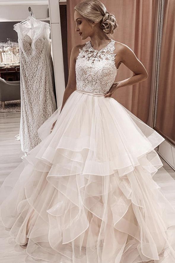 Elegant tulle lace long A line prom dress formal dress      cg22759