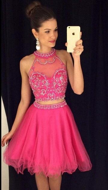 Homecoming Dresses Two Piece Sparkly Short Homecoming Dress         cg22880