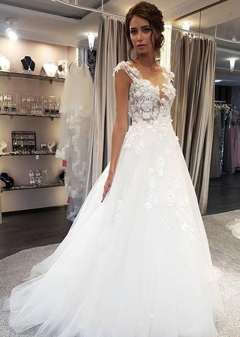 Sweet A Line V Neck 3D Lace Prom Dress, Fairy Long Prom Dress            cg22900