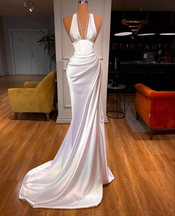 White Prom Dress, Sexy Prom Dresses, Long Evening Dress         cg23047