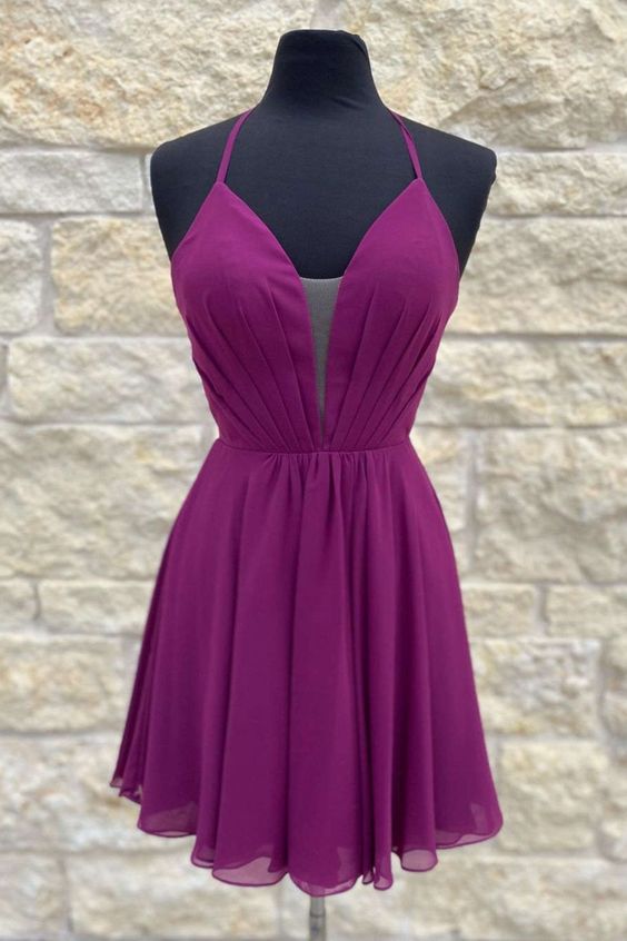 Purple Short A-Line Tulle Homecoming Dress     cg23059