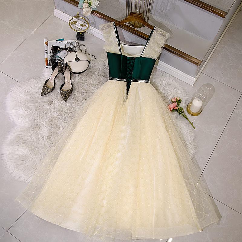 Champagne Tulle And Lace Pearls Party Dresses, Short Prom Dress      cg23138