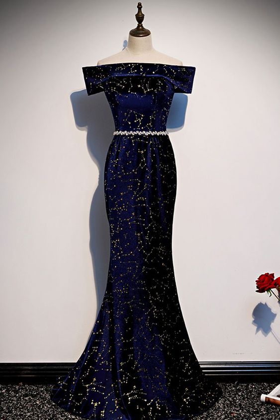 Dark blue mermaid long prom dress blue mermaid evening dress       cg23211