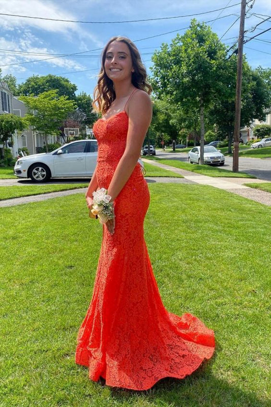 elegant spaghetti straps lace long prom dress mermaid lace long prom dress      cg23282