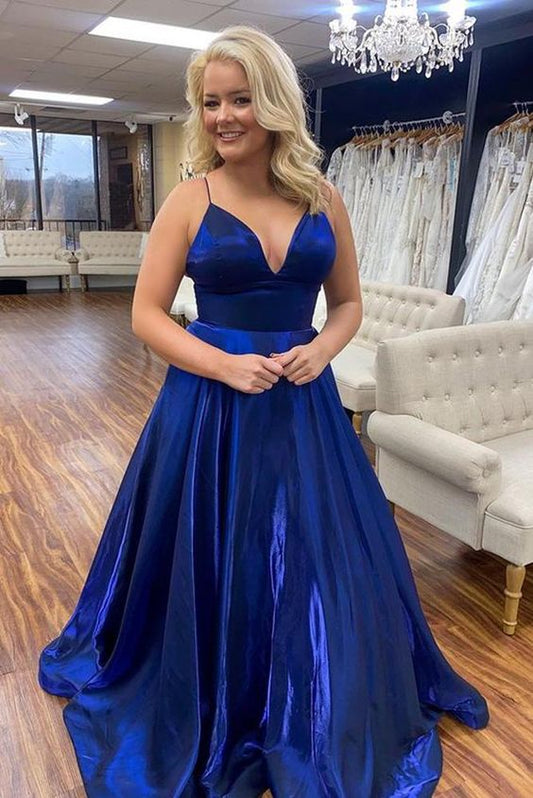 Royal Blue Simple Long Prom Dresses,Graduation School Party Dress       cg23296