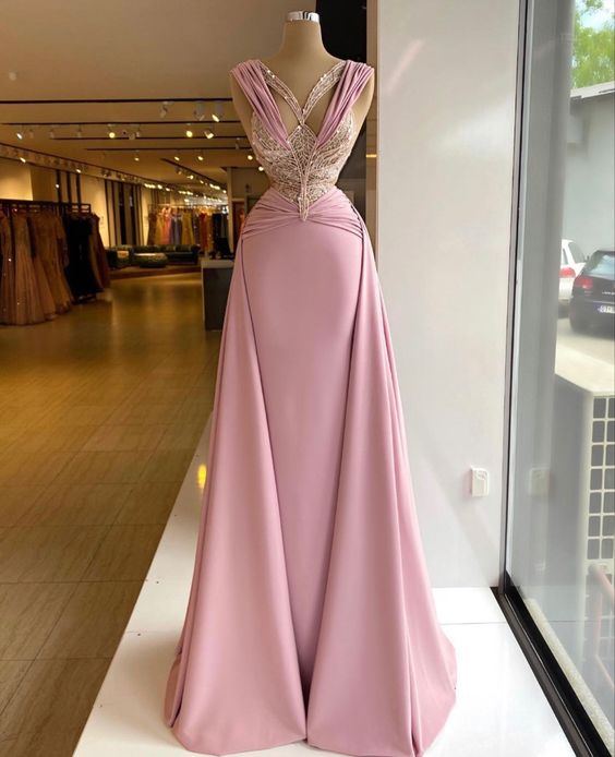 Pink Long evening prom Dress         cg23388