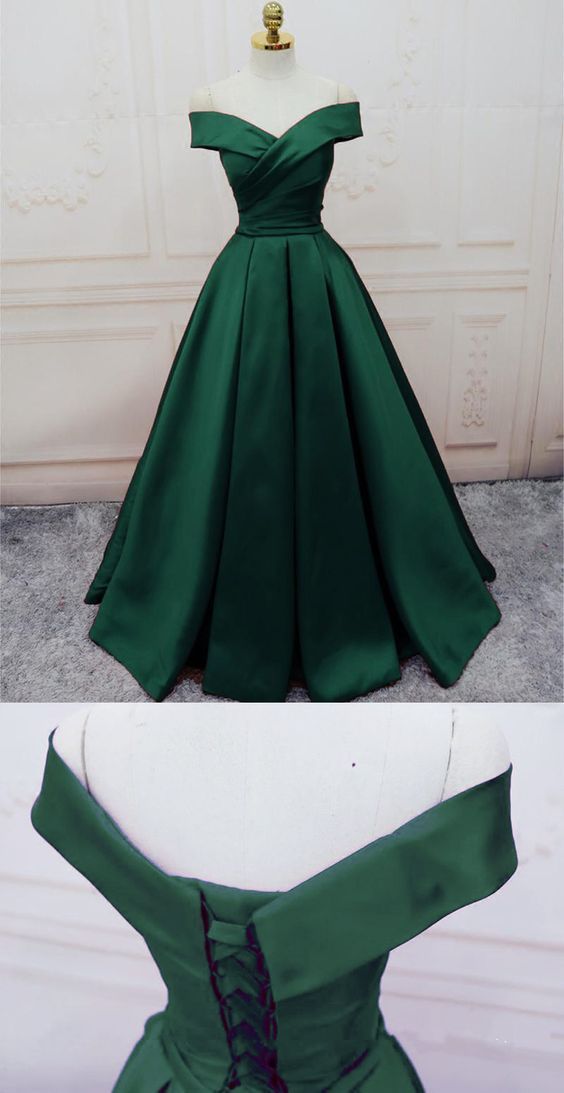 Emerald dark green satin senior grad prom dress          cg23464