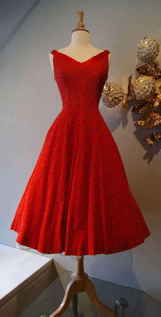 Red Prom Dress,Lace Prom Dress,A Line Prom Dress, cg2363