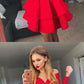 A-Line Crew Neck Long Sleeves Short Red Tiered Homecoming Dress cg240
