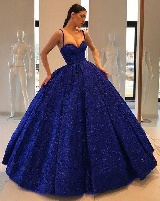 Royal Blue Sequin Ball Gown Prom Dress       cg24436