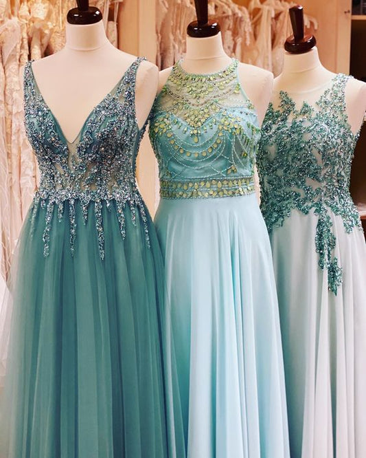 Fashion Tulle Evening Dress, Appliques Long Prom Dresses      cg24799