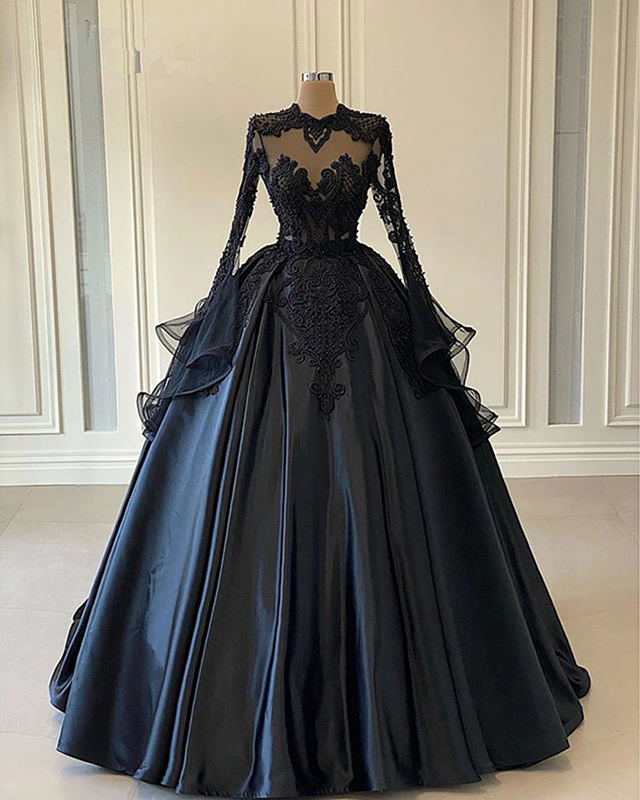 Custom Black African Wedding Gown, Satin Black Wedding Dress, African evening prom Dress    cg24812