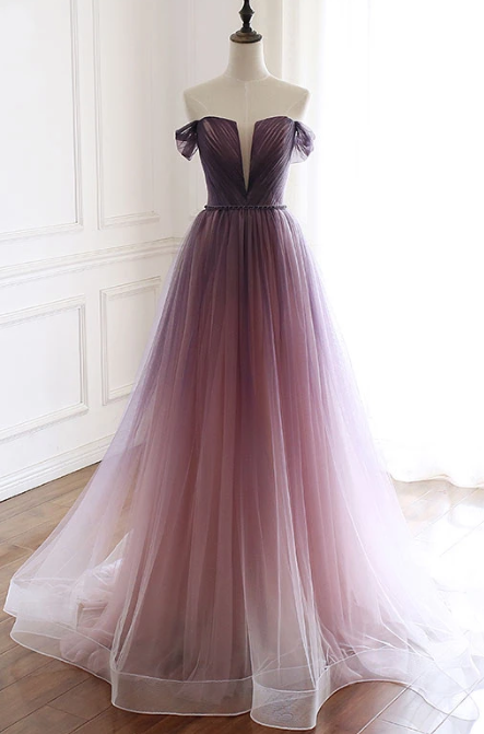 UNIQUE TULLE LONG PROM DRESS, TULLE EVENING DRESS cg2502