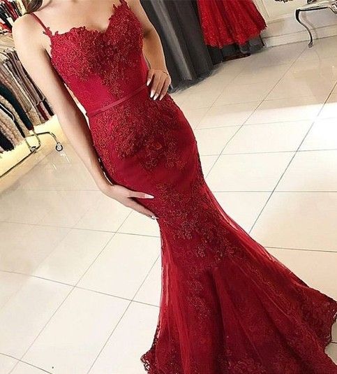 burgundy lace sweetheart mermaid appliques prom evening gown cg2512