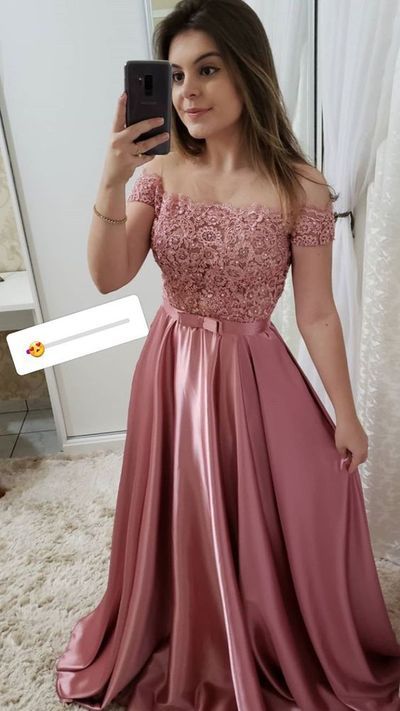 Off the Shoulder Short Sleeves Lace Fancy Prom Dresses Formal Evening Dress cg2519