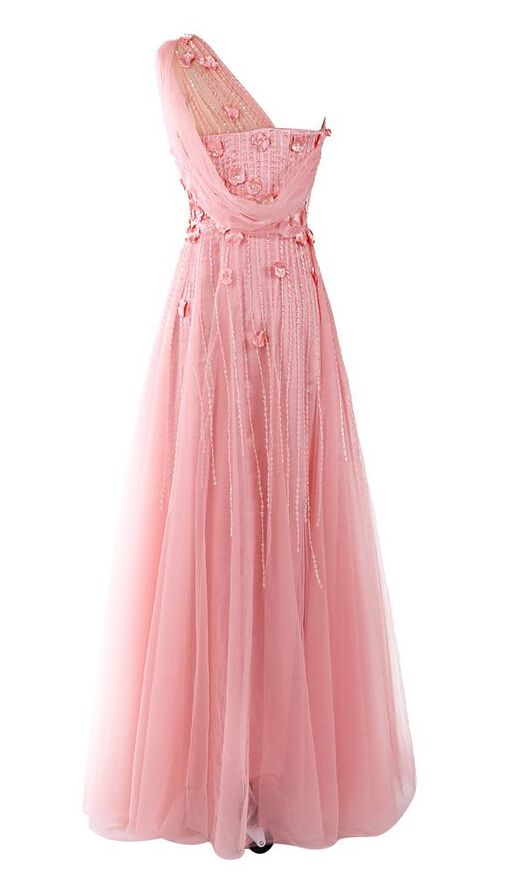 Long Tulle Appliques Prom Dresses,one shoulder Beading party Dresses cg2523