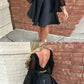 Two piece black short homecoming dresses, 2 piece bell sleeves cg254