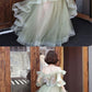 Green tulle lace long prom dress, green tulle evening dress cg2557