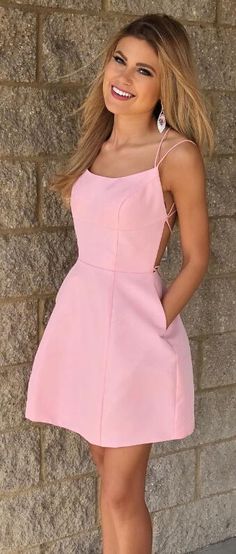 pink homecoming dresses, short homecoming dresses with pockets cg276