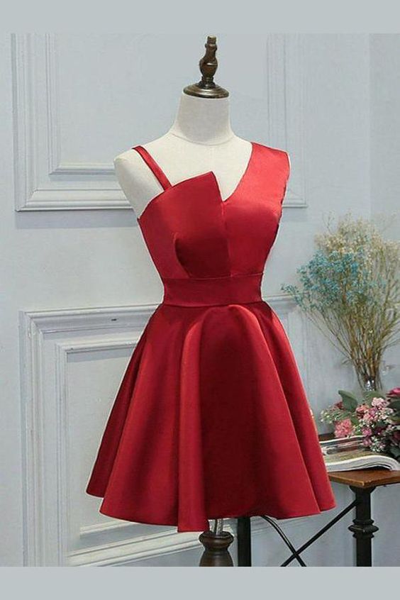 simple party dresses, chic a-line fashion dresses, modest red homecoming dresses cg278
