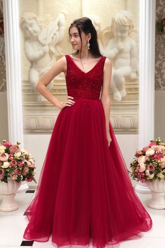 Elegant Long Red prom Evening Dresses cg3073