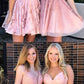 A-Line V-Neck Short Homecoming Dress with Beading Appliques cg3083