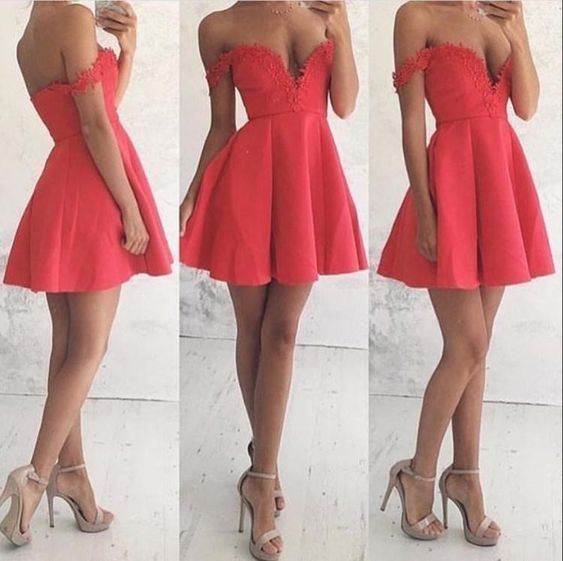 Applique A Line Homecoming Dress， Red Deep V Neck Open Back Sexy homecoming dress cg3209