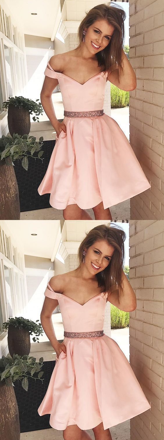 Short Pink Dress Homecoming Dress With Pockets  cg322