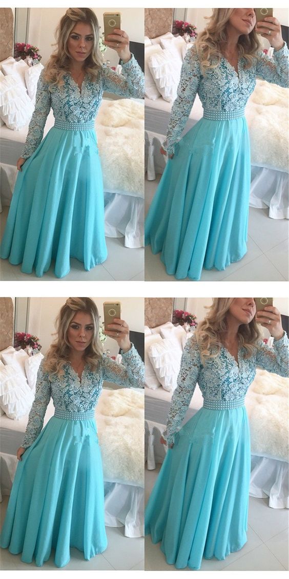 New Arrival Lace With Long Sleeve Ball Gown Evening Party Prom Dress cg3301