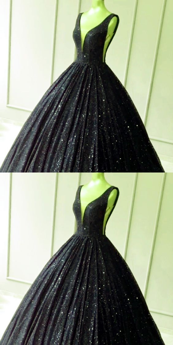 black sequin prom dresses floor length ball gown cg3481