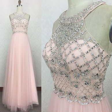 Halter Long Chiffon Prom Dresses with Rhinestone cg3618