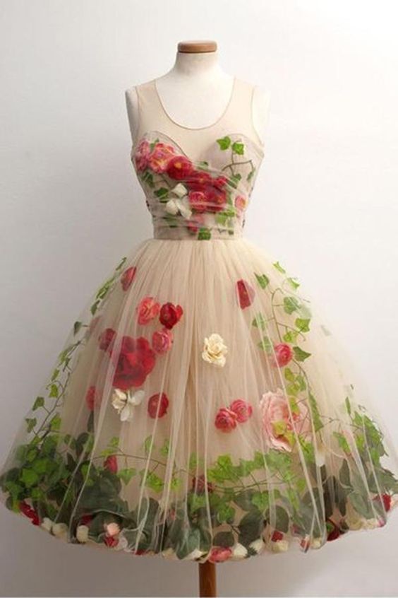 Beautiful Unique Flowers Gorgeous Lovely Short Homecoming Dresses cg362