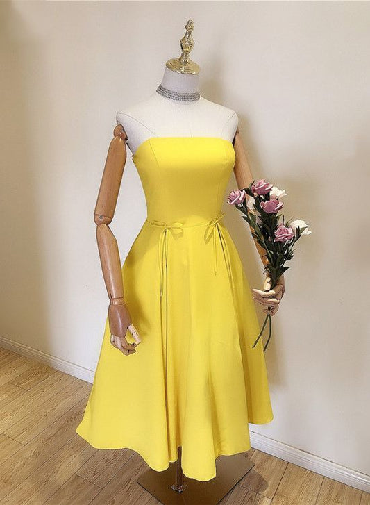 Cute Yellow Bridesmaid Dress, Short Dress, Homecoming Dress  cg3729