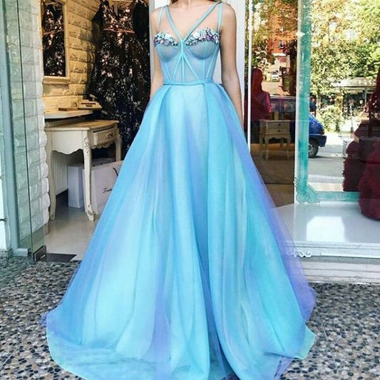 Spaghetti Straps Ball Gown, Sweetheart Open Back Evening prom Dress cg3926