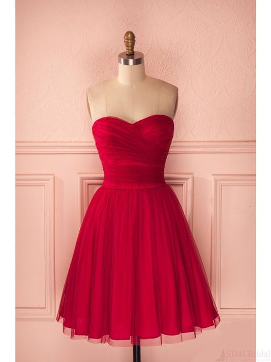 Red Sweetheart Ruches Short Homecoming Dresses cg4044