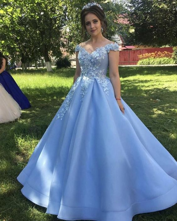 Princess Style Ball Gown Prom Quinceanera Dresses Lace Off Shoulder cg4125