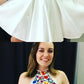 short homecoming dresses, high neck floral embroidery homecoming dresses cg4355