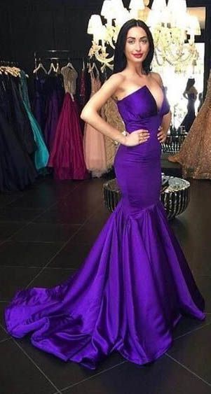 Sexy Purple Mermaid Prom Dresses with V Neck Popular Long Evening Gowns cg4474