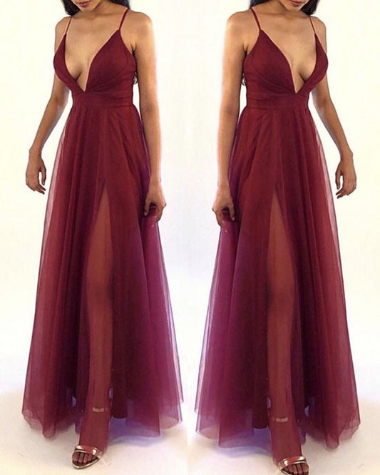 tulle prom dress,burgundy prom dress,sexy prom dress cg4802
