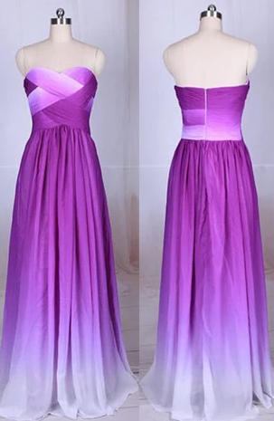 Purple Ombre Floor Length Sweetheart Chiffon Long Bridesmaid Dresses,Prom Dress cg4925