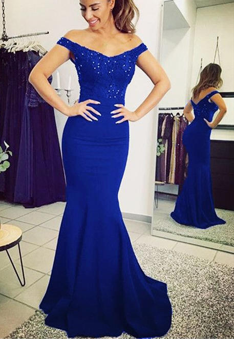 Royal blue bridesmaid dresses mermaid formal gowns cg5107